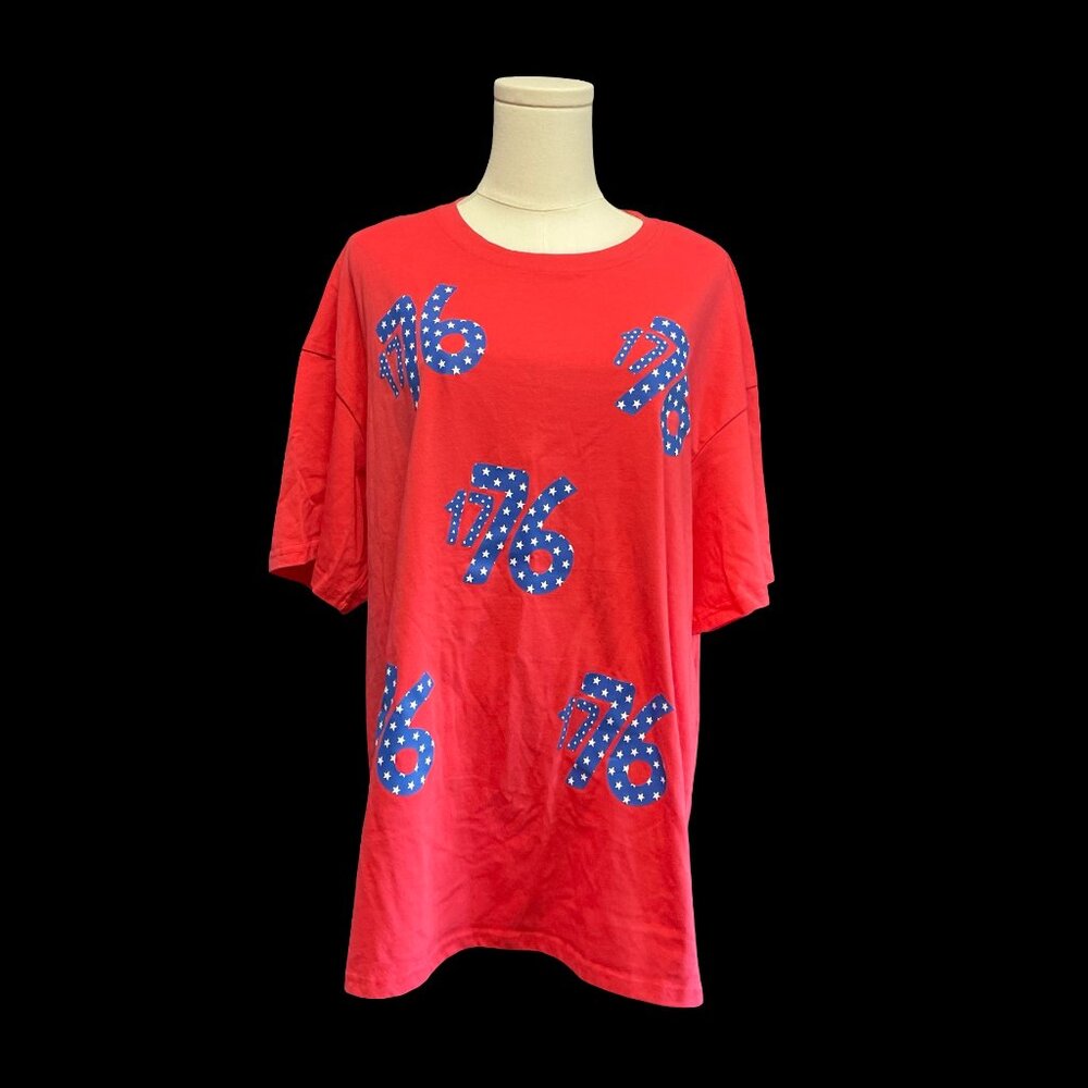 Red Tee w/ Star Spangled 1776 Graphic